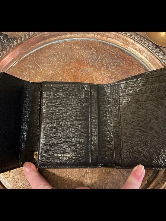 Authentic (YSL) Saint Laurent Mix Matelassé Monogram Short Wallet - Picture 5 of 14